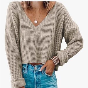 Amazon Women's Pink V-Neck
Knit Sweater